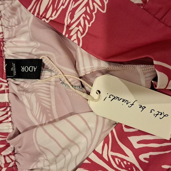 Ador Pink & White Tropical Print Two Piece Top and Pants Set - Picture 8 of 9